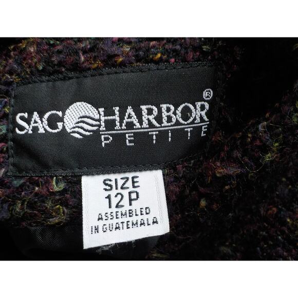 Sag Harbor Purple Tweed Blazer Jacket Button Up Women size 12 Petite Preppy VTG - Picture 6 of 7